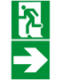 sortie de secours droite dessous (2fois 15x15cm) - sticker/autocollant