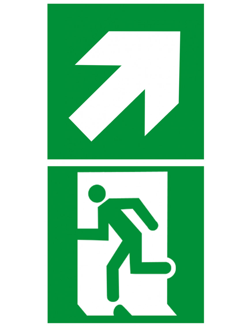 sortie de secours dessus droite (2fois 10x10cm) - sticker/autocollant sortie de secours dessus droite (2fois 10x10cm) - sticker/autocollant