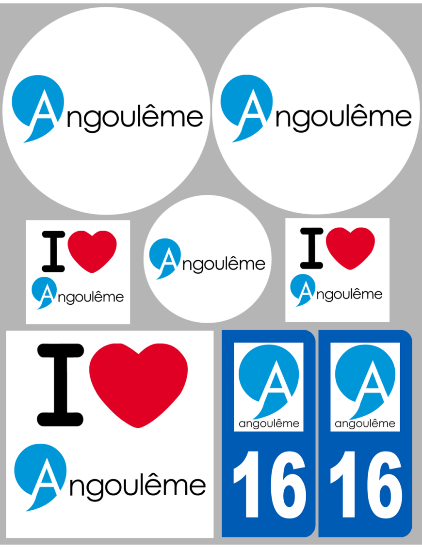 Angoulême (8 autocollants variés) - Sticker/autocollant Angoulême (8 autocollants variés) - Sticker/autocollant