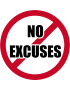 No excuses - 15cm - Sticker/autocollant
