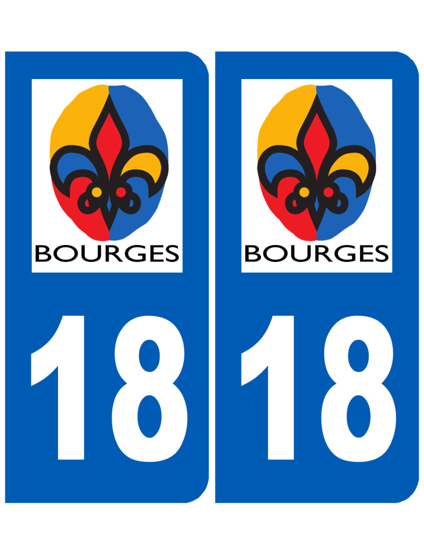 immatriculation Bourges 18 - Sticker/autocollant immatriculation Bourges 18 - Sticker/autocollant