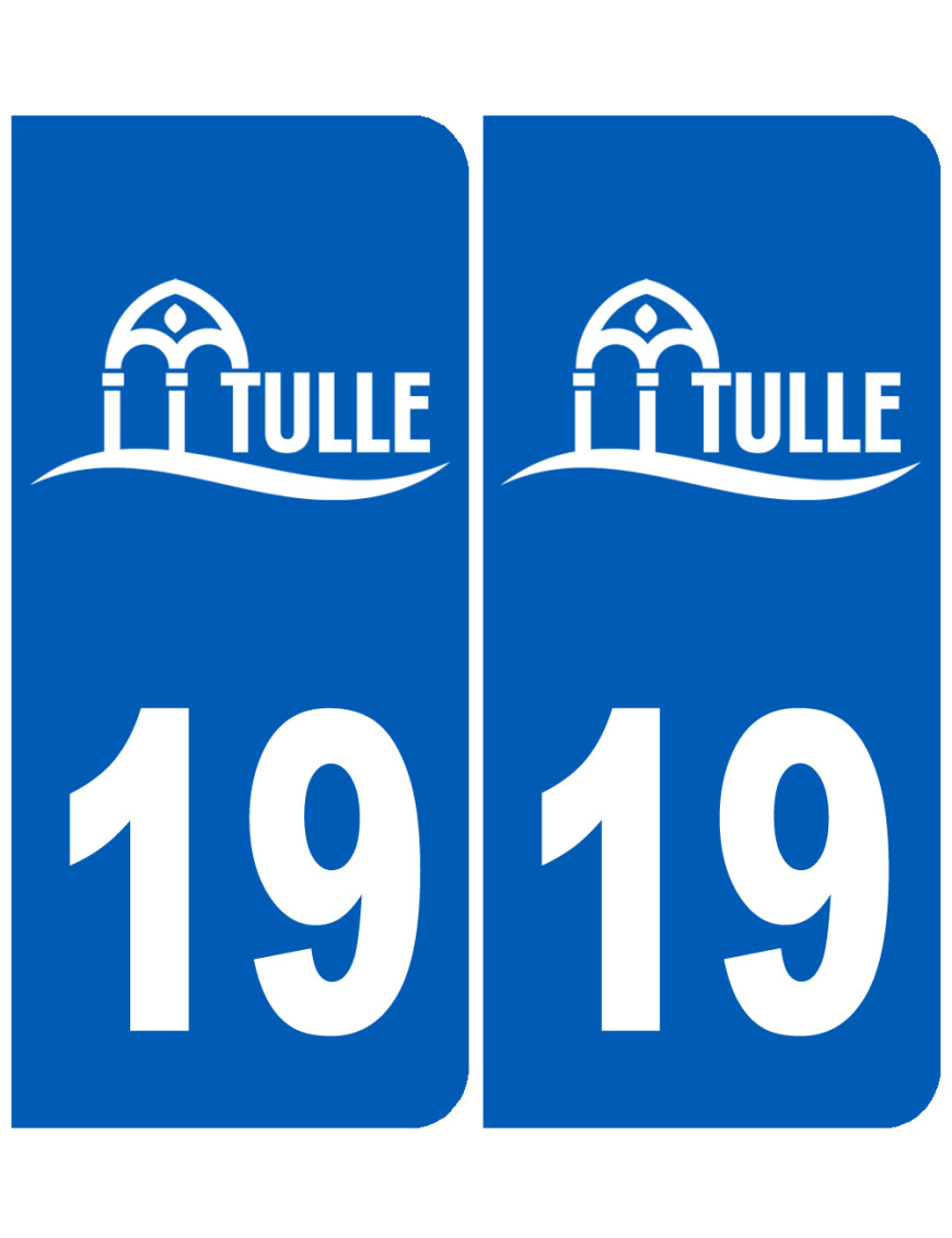 immatriculation Tulle 19 - Sticker/autocollant immatriculation Tulle 19 - Sticker/autocollant