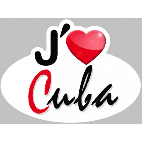 j'aime Cuba - 5x3.7cm - Sticker/autocollant j'aime Cuba - 5x3.7cm - Sticker/autocollant
