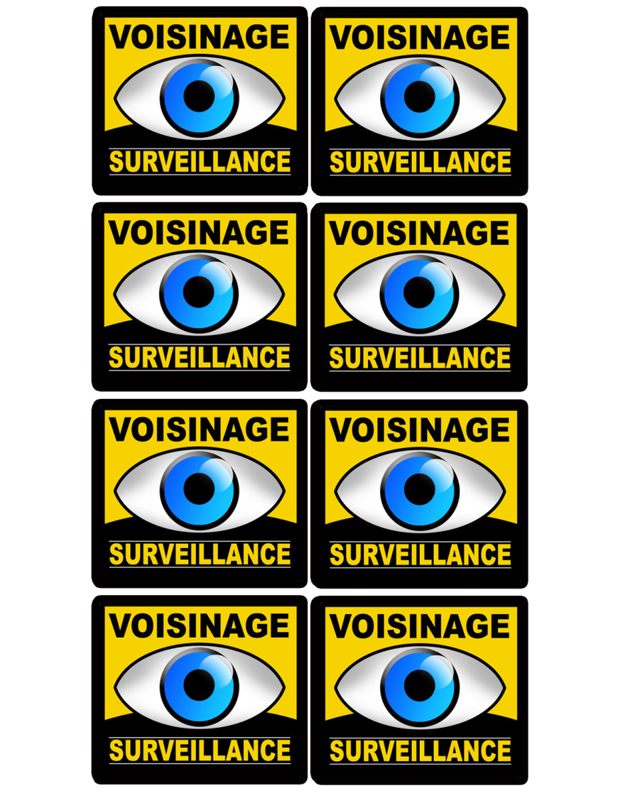 voisinage surveillance - 8fois 5cm - Sticker/autocollant voisinage surveillance - 8fois 5cm - Sticker/autocollant