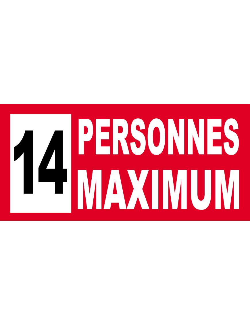 14 personnes maximum - 20X9cm - Sticker/autocollant 14 personnes maximum - 20X9cm - Sticker/autocollant