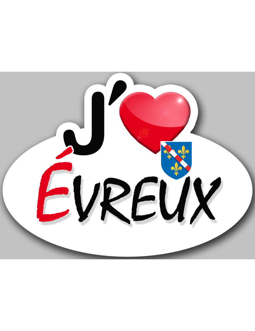 j'aime Évreux - 5x3.7cm - Sticker/autocollant j'aime Évreux - 5x3.7cm - Sticker/autocollant