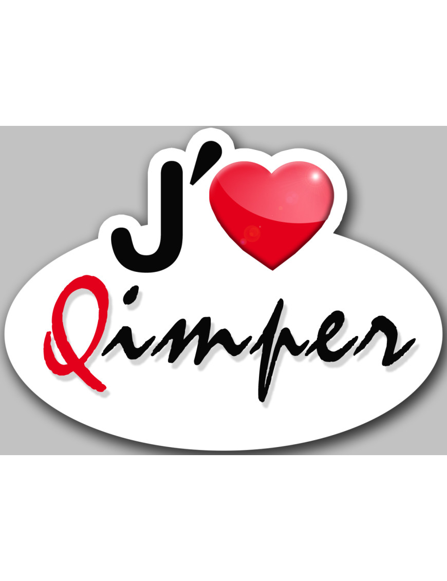 j'aime Quimper (15x11cm) - Sticker/autocollant