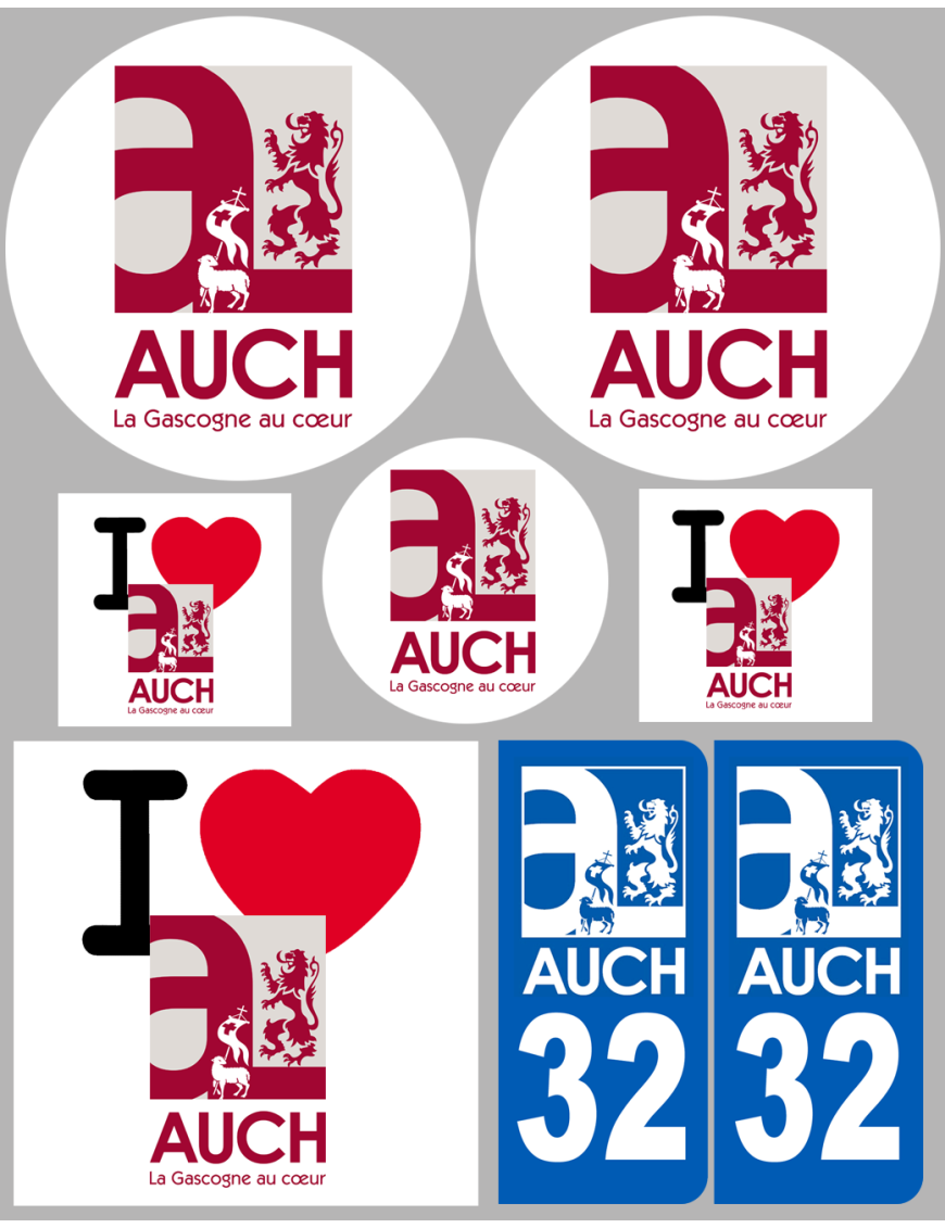 Auch (8 autocollants variés) - Sticker/autocollant Auch (8 autocollants variés) - Sticker/autocollant