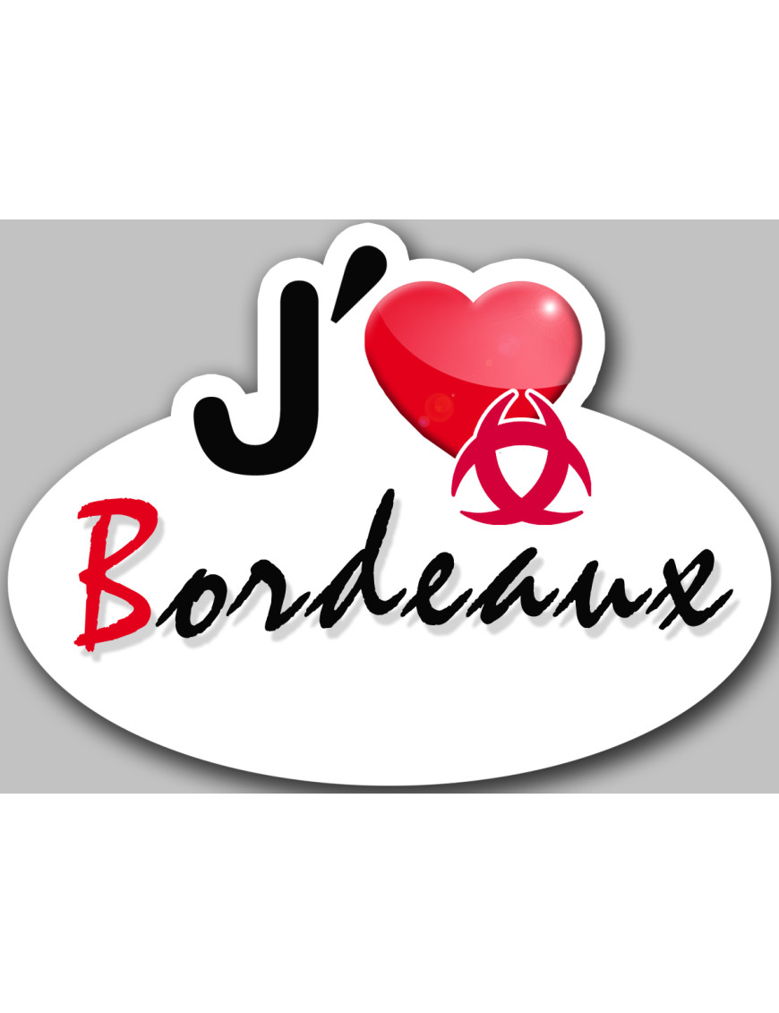 j'aime Bordeaux - 5x3.7cm - Sticker/autocollant j'aime Bordeaux - 5x3.7cm - Sticker/autocollant