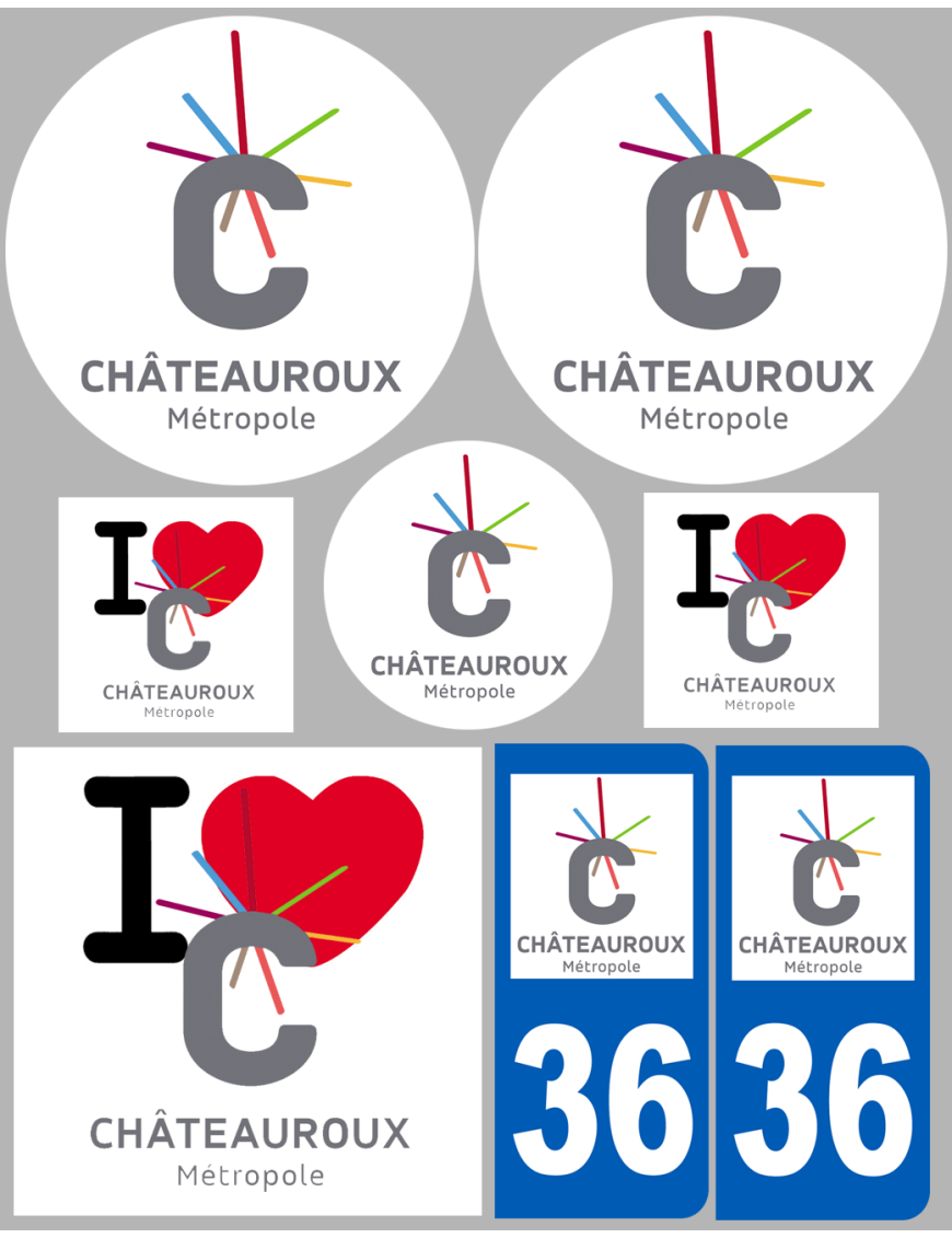 Châteauroux (8 autocollants variés) - Sticker/autocollant Châteauroux (8 autocollants variés) - Sticker/autocollant