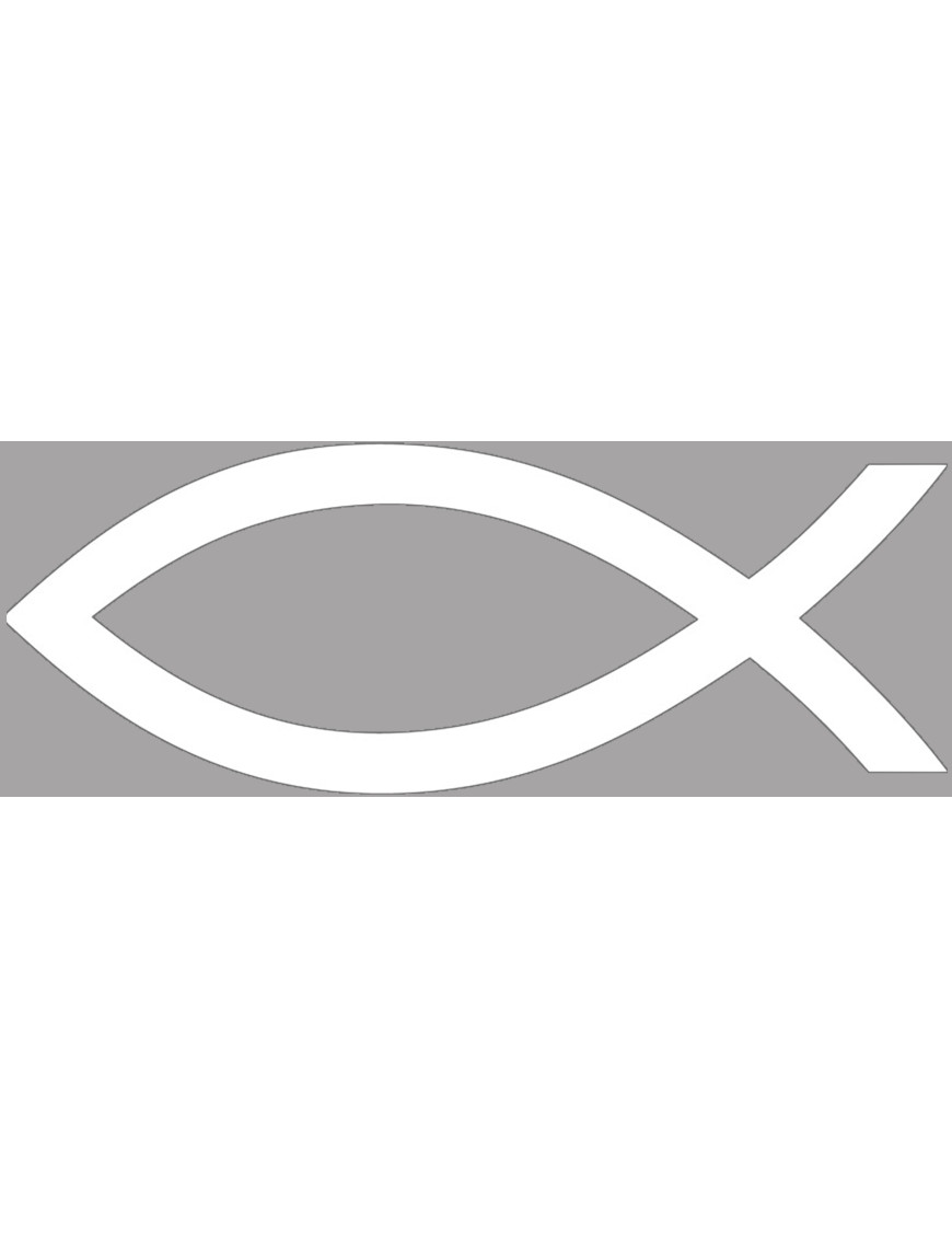 poisson chrétien blanc - 10x3.7cm - Sticker/autocollant poisson chrétien blanc - 10x3.7cm - Sticker/autocollant