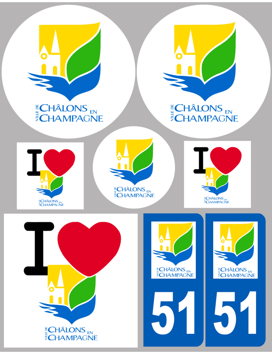 Châlons-en-Champagne (8 autocollants variés) - Sticker/autocollant Châlons-en-Champagne (8 autocollants variés) - Sticker/autocollant