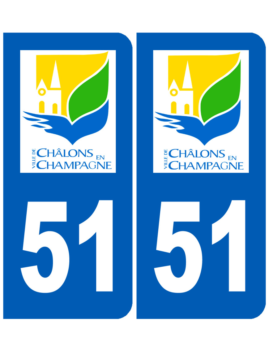 immatriculation Châlons-en-Champagne 51 - Sticker/autocollant immatriculation Châlons-en-Champagne 51 - Sticker/autocollant