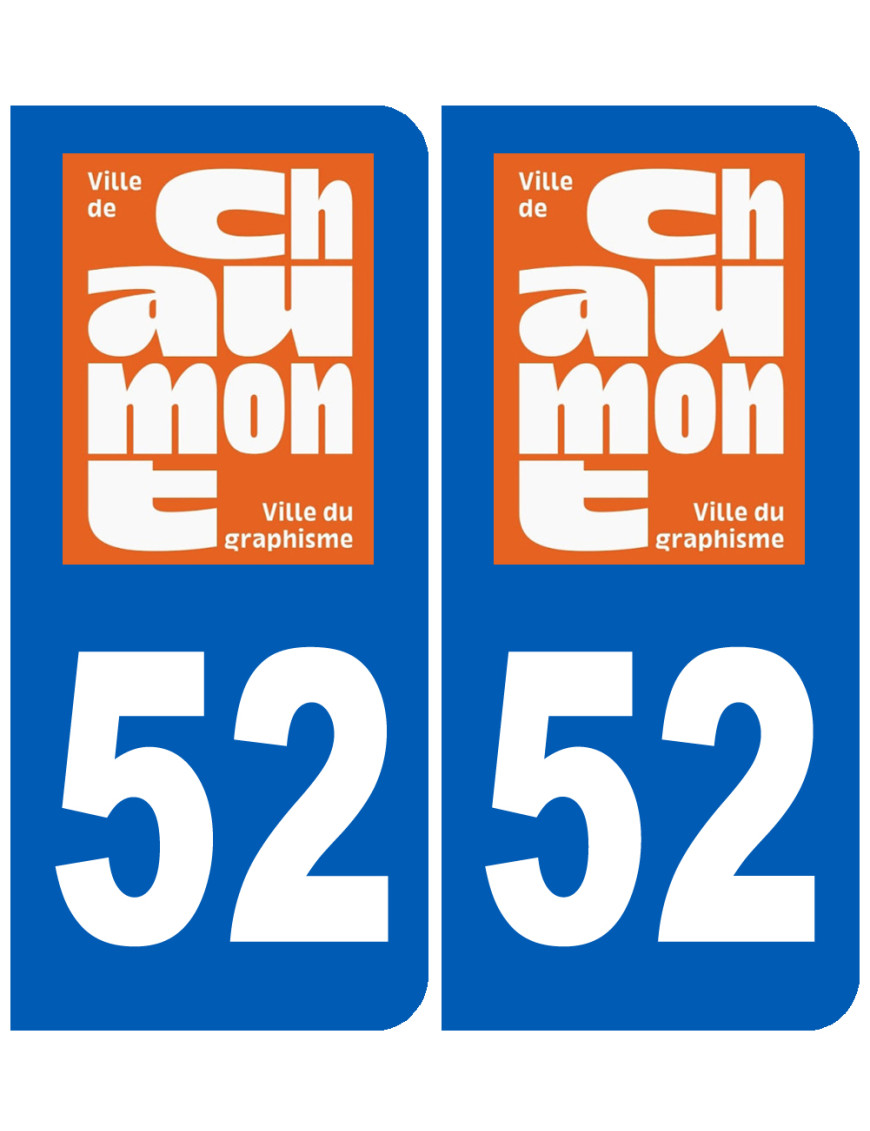 immatriculation Chaumont 52 - Sticker/autocollant immatriculation Chaumont 52 - Sticker/autocollant