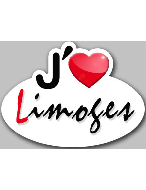 j'aime Limoge - 5x3.7cm - Sticker/autocollant