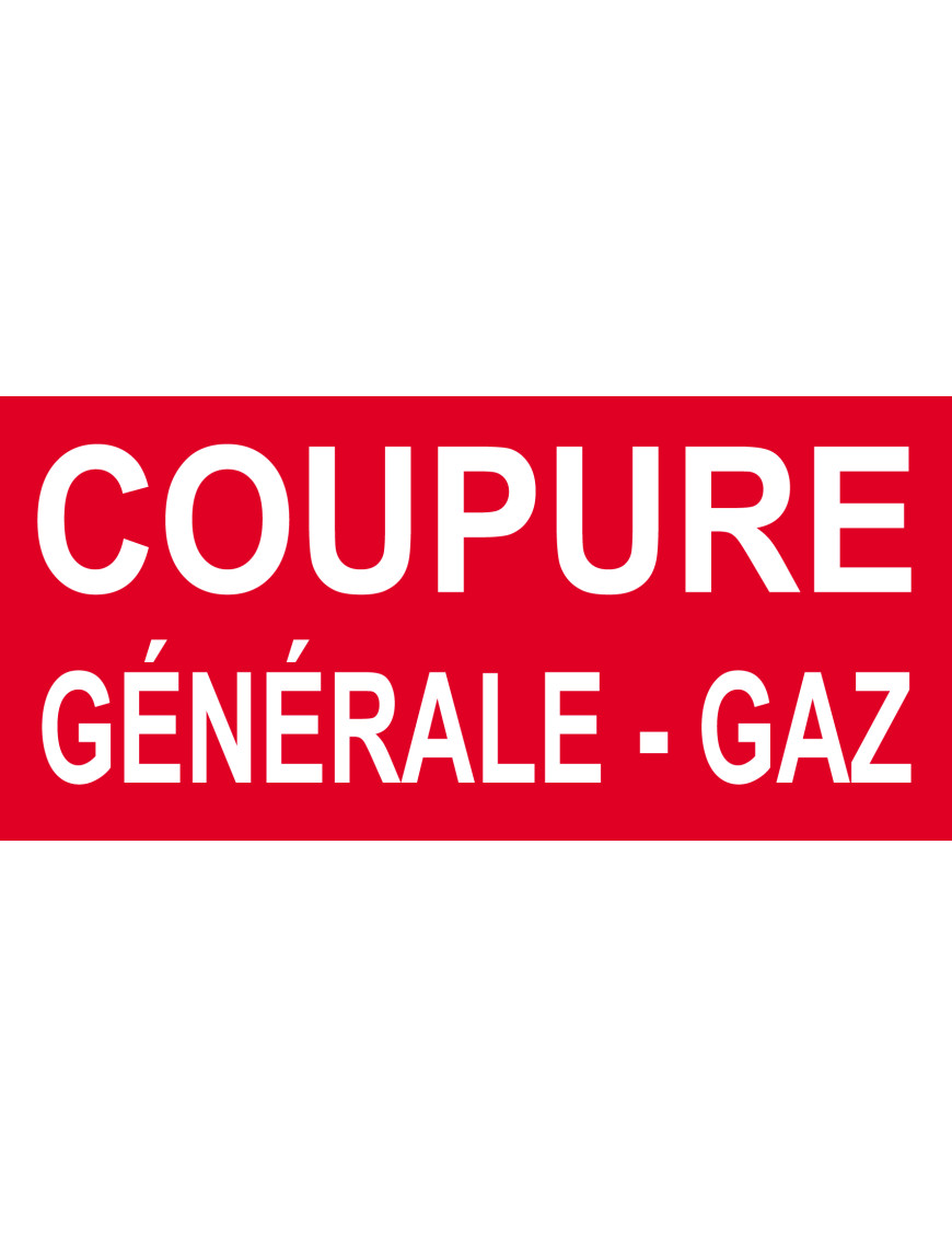 Coupure générale gaz - 10x4.5cm - Sticker/autocollant Coupure générale gaz - 10x4.5cm - Sticker/autocollant