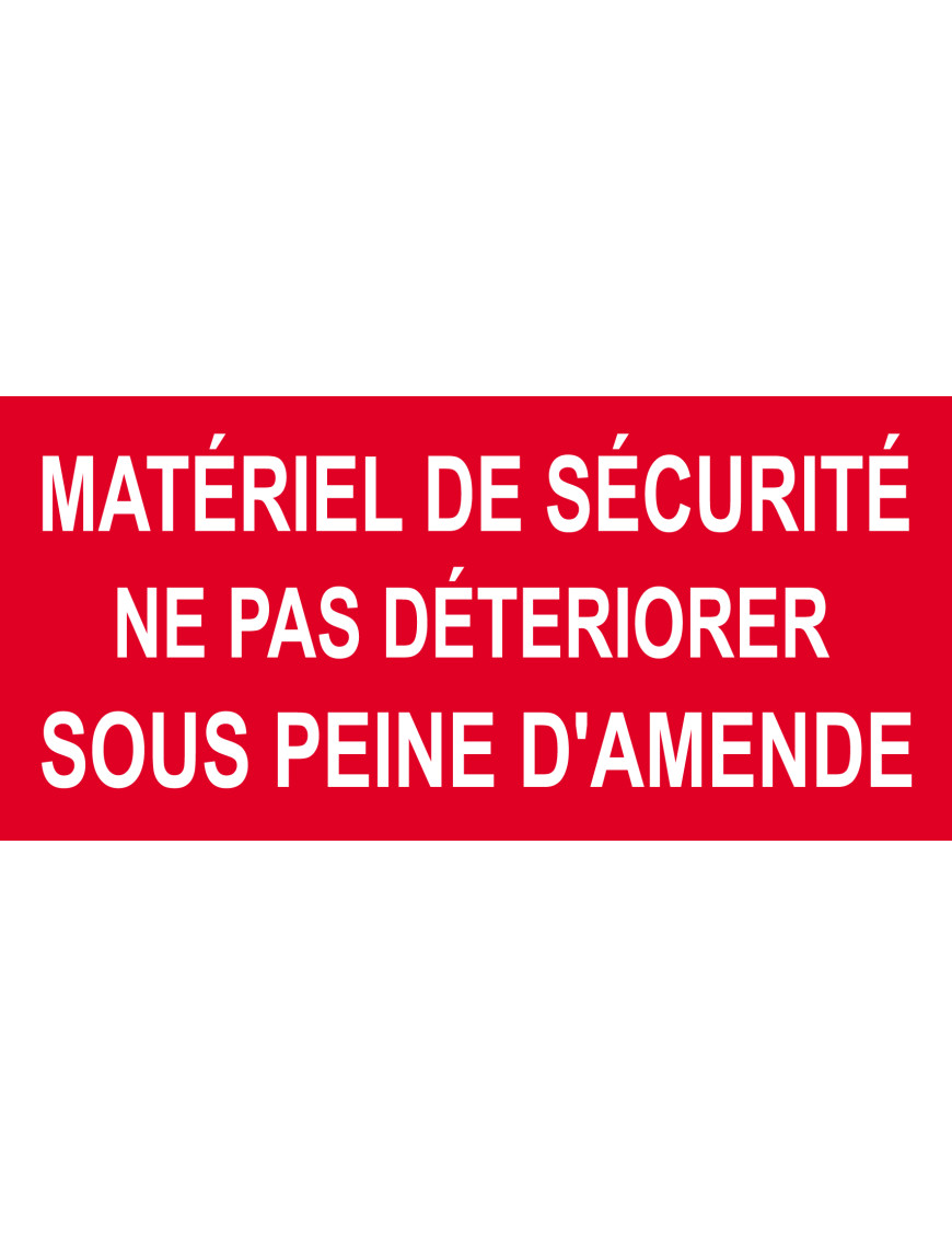 Matériel de sécurité - 30x14cm - Sticker/autocollant Matériel de sécurité - 30x14cm - Sticker/autocollant