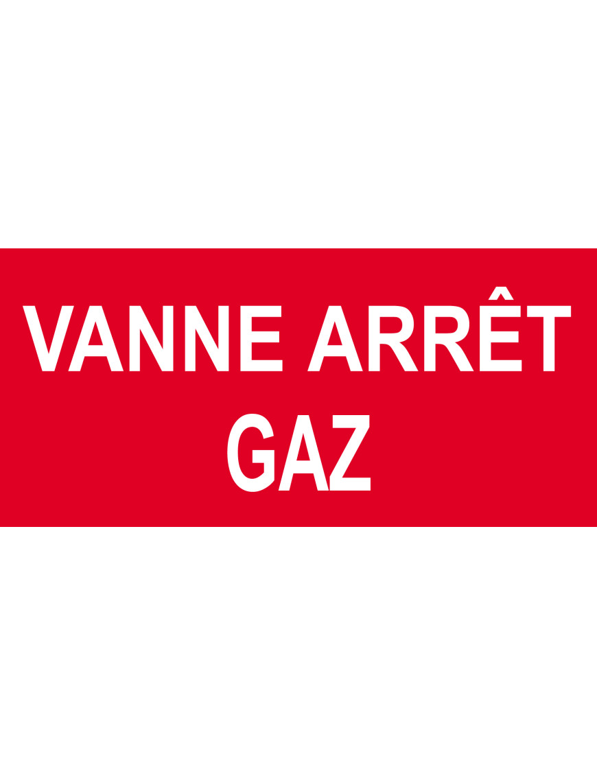 Vanne arrêt gaz - 10x4.5cm - Sticker/autocollant Vanne arrêt gaz - 10x4.5cm - Sticker/autocollant