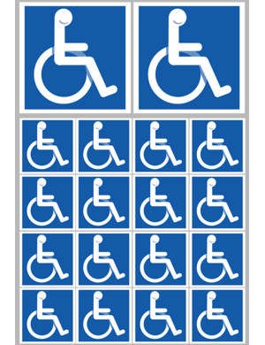 handicape moteur - 2 stickers 10cm - 16 stickers 5cm - Sticker/autocol