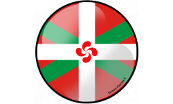 Drapeau croix basque rond - 15cm - Sticker/autocollant